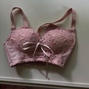 Corset Lace and Rhinestone Women's Pink Bra size 34B